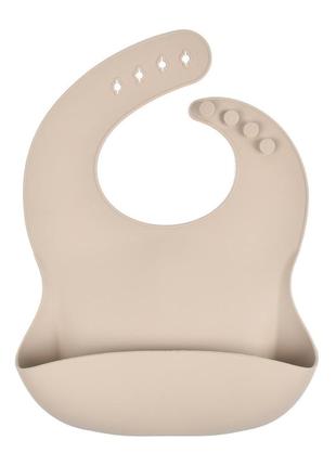 Набор посуды силиконовая тарелка с ложкой и слюнявчик бежевые nts1-y24