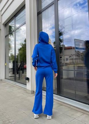 Женский синий спортивный костюм двойка цвета электрик с свободными штанами палаццо с худи с м л хл ххл 3хл 44 46 48 50 52 54 s m l xl xxl 3xl6 фото