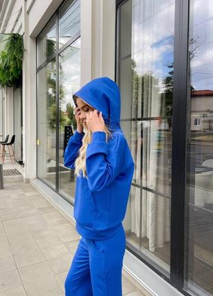Женский синий спортивный костюм двойка цвета электрик с свободными штанами палаццо с худи с м л хл ххл 3хл 44 46 48 50 52 54 s m l xl xxl 3xl10 фото
