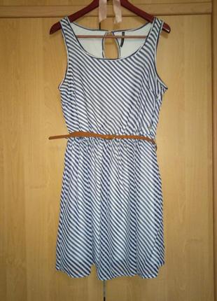 Літня сукня, смужку, блакитне3 фото