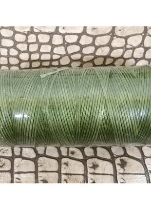 Нитка вощеная плоская 0,8 мм s034 260 м 150d зеленый цвет нить для шитья кожи