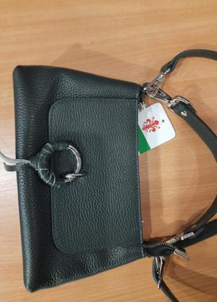 Кожаная зеленая сумочка италия2 фото