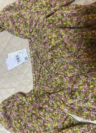 Кроп блуза на резинці  в мелкий цветочек квадратный вырез6 фото