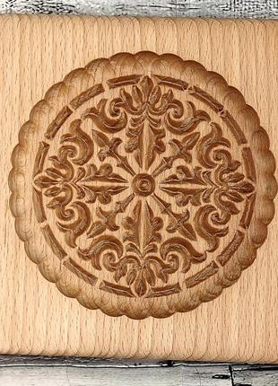 Пряничная доска узор №8 абстракция деревянная размер 14 *13 * 2см. форма для формования пряников