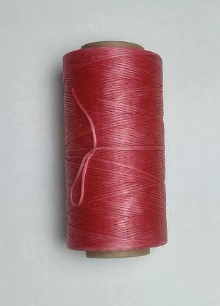 Нитка вощений плоска 0,8 мм s071 260м 150d рожевий колір нитка для шиття шкіри1 фото