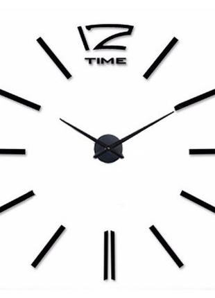 Настінний об'ємний 3d годинник великий 120см з полосками колір чорний diy зроби сам art clock 3d глянсовий великі