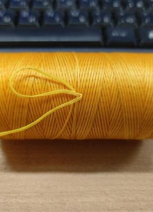 Нитка вощеная плоская 0,8 мм s041 260 м 150d желто-оранжевый цвет нить для шитья кожи