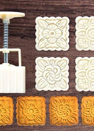 Прес-форма квадратна для місячних пряників печива квіти №4 4 штуки