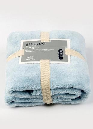 Полотенце коралловый флис ( махра) 70*35 для лица для рук сиро-голубое