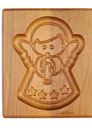 Пряничная доска деревянная ангелочек с флейтой размер 13*15*2см .форма для формования пряников1 фото