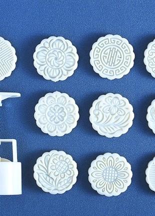 Прес-форма кругла для місячних пряників печива квіти візерунки №3 (10 штуки )