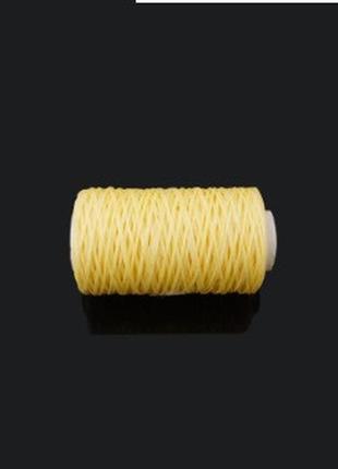 Нитка вощеная  для шитья по коже 1 мм  50 м желтый цвет плоская нить1 фото