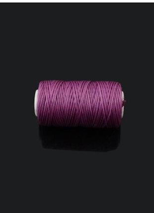 Нитка вощений для шиття по шкірі 1 мм 50 м, темно-фіолетовий колір плоска нитка2 фото