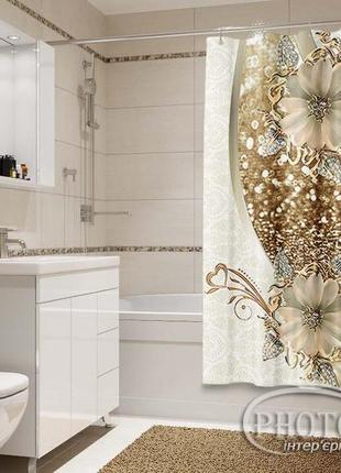 Фото шторка для ванної "3d квіти" - ціна вказана за 1 м. кв. читаємо опис!