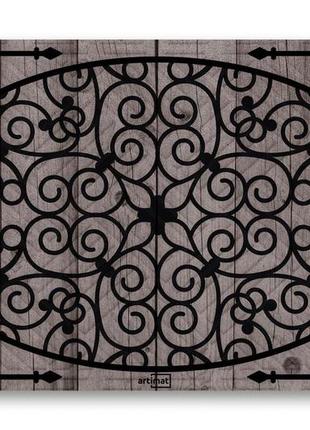 Придверні килимок artimat кований декор на сірому дереві 75*45*0,4 см (5176)