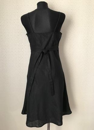 Нарядный красивый черный льняной сарафан от zero, размер 38, укр 447 фото