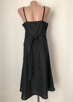 Нарядный красивый черный льняной сарафан от zero, размер 38, укр 446 фото
