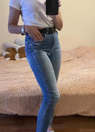 Блакитні джинси скінні , висока посадка, маленький розмір