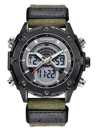 Армійські чоловічі наручні годинники на тканинному ремінці, міцні військові годинник з підсвічуванням будильник секундомір5 фото