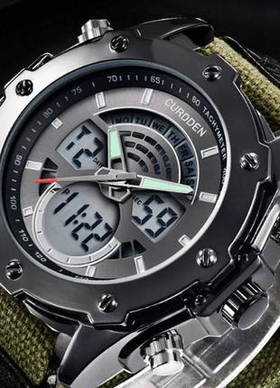 Армійські чоловічі наручні годинники на тканинному ремінці, міцні військові годинник з підсвічуванням будильник секундомір2 фото