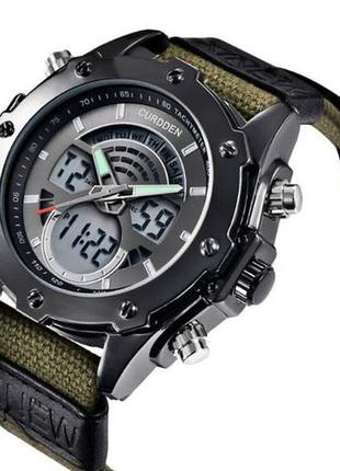 Армійські чоловічі наручні годинники на тканинному ремінці, міцні військові годинник з підсвічуванням будильник секундомір7 фото