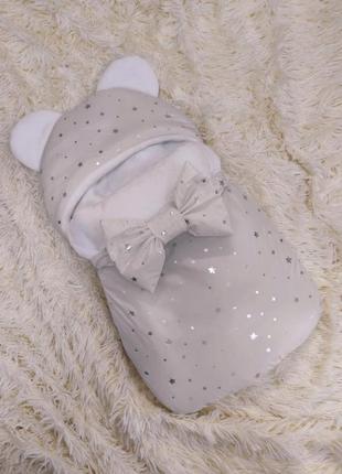 Спальник із плащової тканини глітер зірки для новонароджених, білий