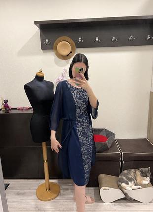 Сукня темно-синя шармтекст-стиль4 фото