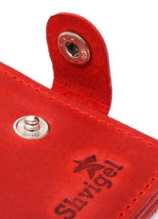 Женское небольшое винтажное портмоне shvigel 16455 красный3 фото