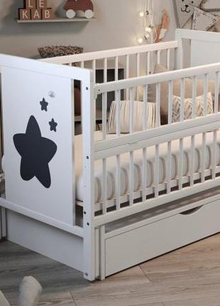 Кровать детская дубик-м звёздочка белая с ящиком