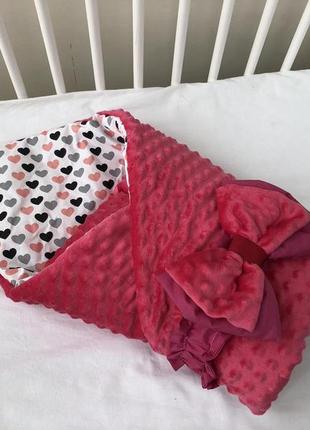 Демисезонный конверт-одеяло baby comfort с плюшем малиновый2 фото
