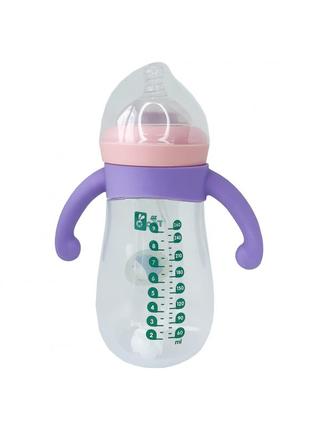 Бутылочка "ёжик" с силиконовыми ручками фиолетовая, 260 мл