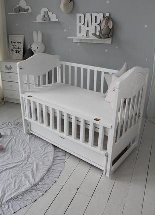 Кротати дитячу baby comfort лд9 біла з ящиком і різьбленням2 фото