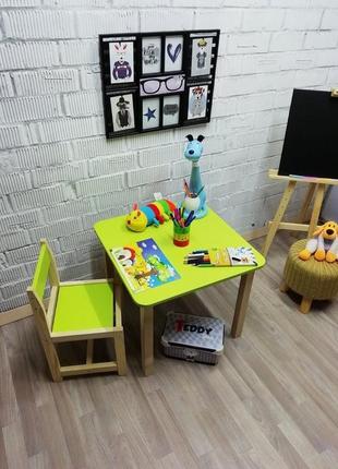 Екоігровий набір для дітей baby comfort стіл із нішею + стілець лайм1 фото