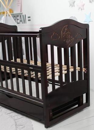 Кровать детская baby comfort лд9 венге с ящиком и резьбой4 фото