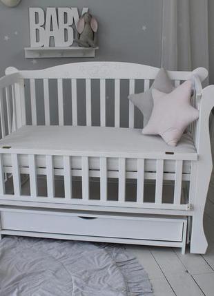 Ліжко дитяче baby comfort лд10 біле з шухлядою та різзю2 фото