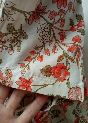 Винтажная рубашка,блуза ручной работы эксклюзив в принт цветы пуговици ракушки.3 фото