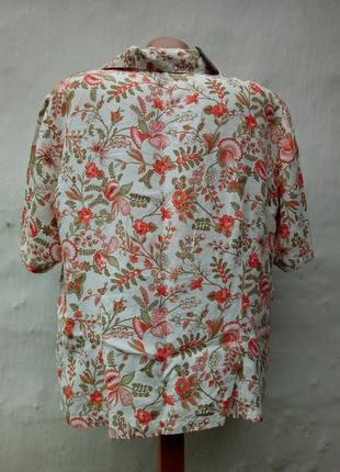 Винтажная рубашка,блуза ручной работы эксклюзив в принт цветы пуговици ракушки.4 фото