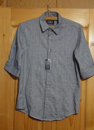 Оригінальна м'яка меланжева сорочка з жатого бавовни pull&bear іспанія m.