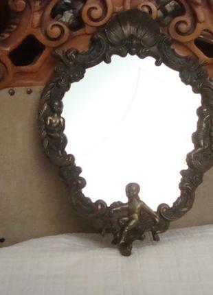 Антикварное зеркало путти рамка бронза германия №ст1861 фото