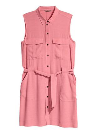 H&m платье рубашка 100% вискоза , цвет лилово - розовый3 фото