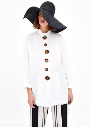 Біла блузка вільна гудзики декор довгий рукав zara р.6/8