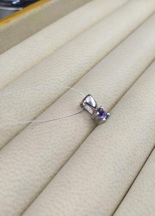 Срібний ніжний маленький кулон підвіска з фіолетовим бузковим фианитом 925