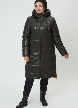 Куртка зимняя длинная, пальто стёганое, пуховик с капюшоном2 фото