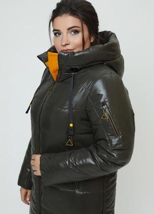 Куртка зимняя длинная, пальто стёганое, пуховик с капюшоном5 фото