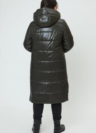 Куртка зимняя длинная, пальто стёганое, пуховик с капюшоном4 фото