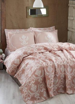 Покривало піку mega king 260*230 бавовна eponj home - tuval mavi блакитний вафельний покривало бавовна