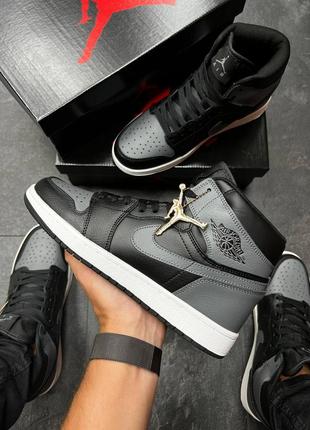 Чоловічі кросівки jordan high dark gray black1 фото