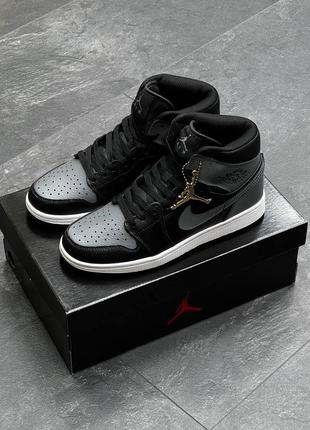 Чоловічі кросівки jordan high dark gray black10 фото