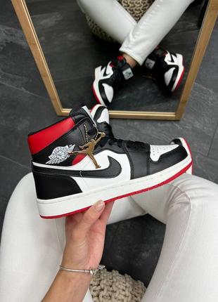 Жіночі кросівки air jordan high black red white2 фото