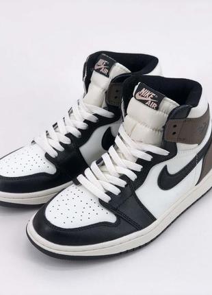 🔥кроссовки мужские женские nike air jordan 1 grey/brown кросівки чоловічі жіночі10 фото